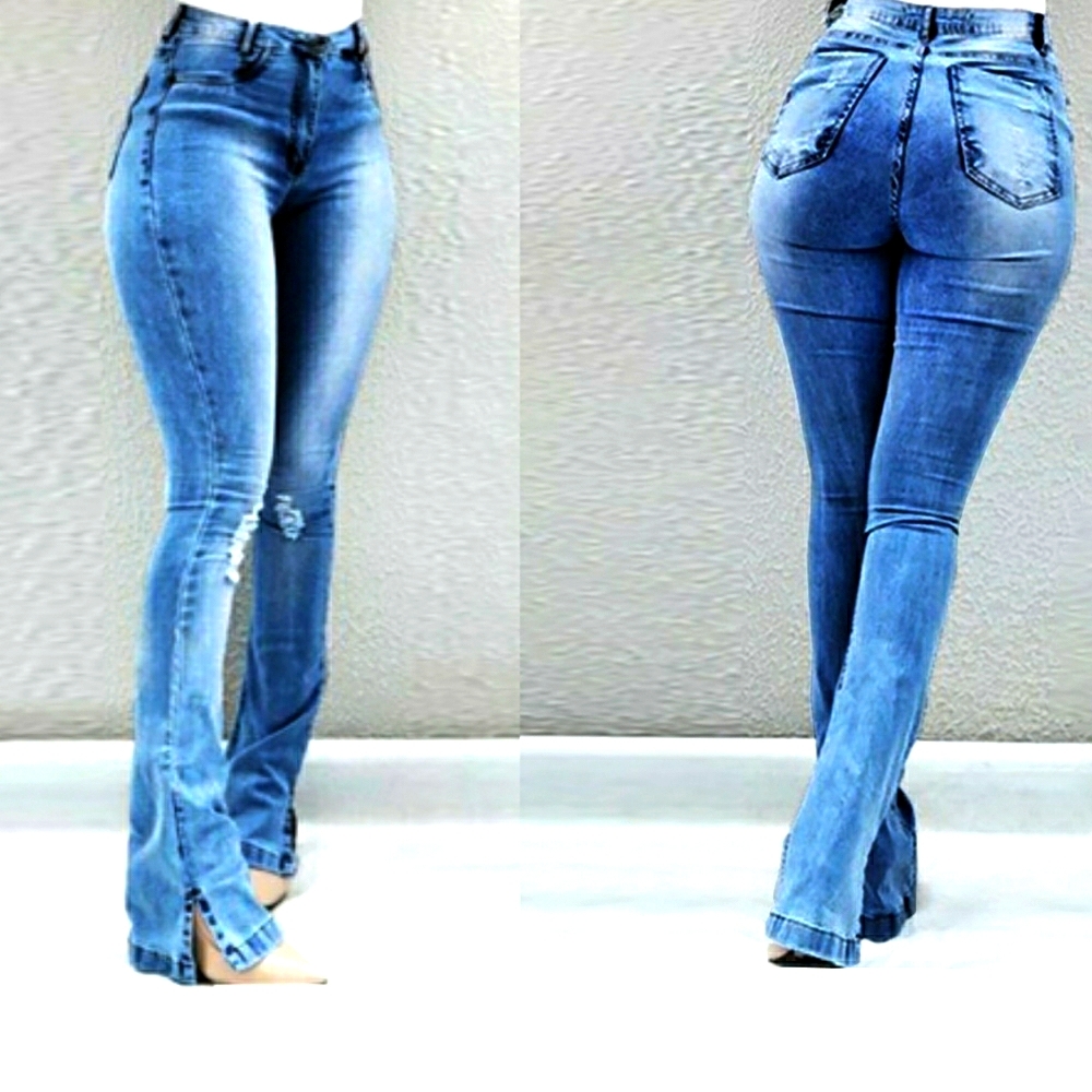 Boot Cut Distressed Ankle SLIT Skinny Jeans
